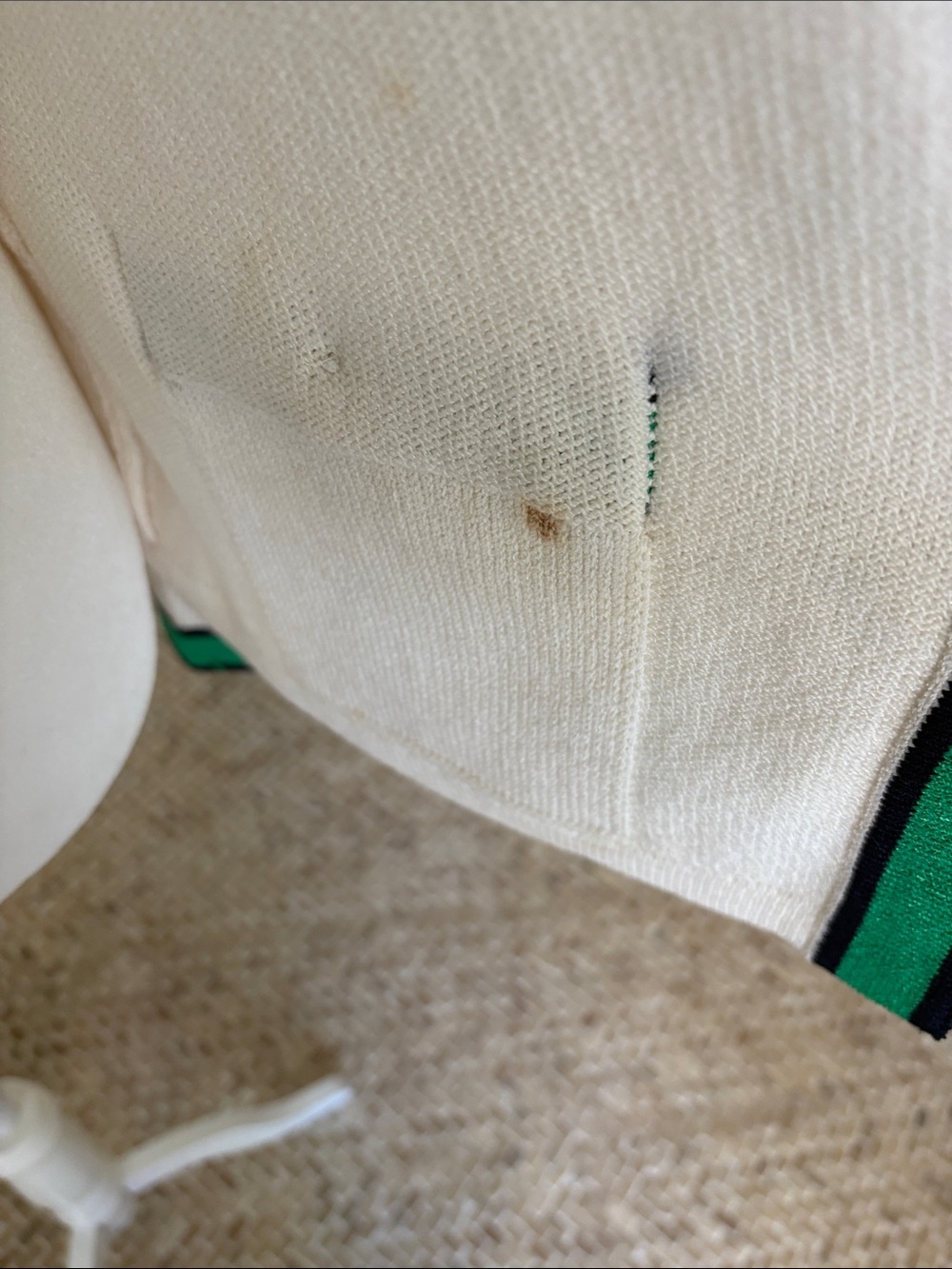 ST JOHN Cream Cardigan Sweater with Green & Black Trim - Picture 10 of 16